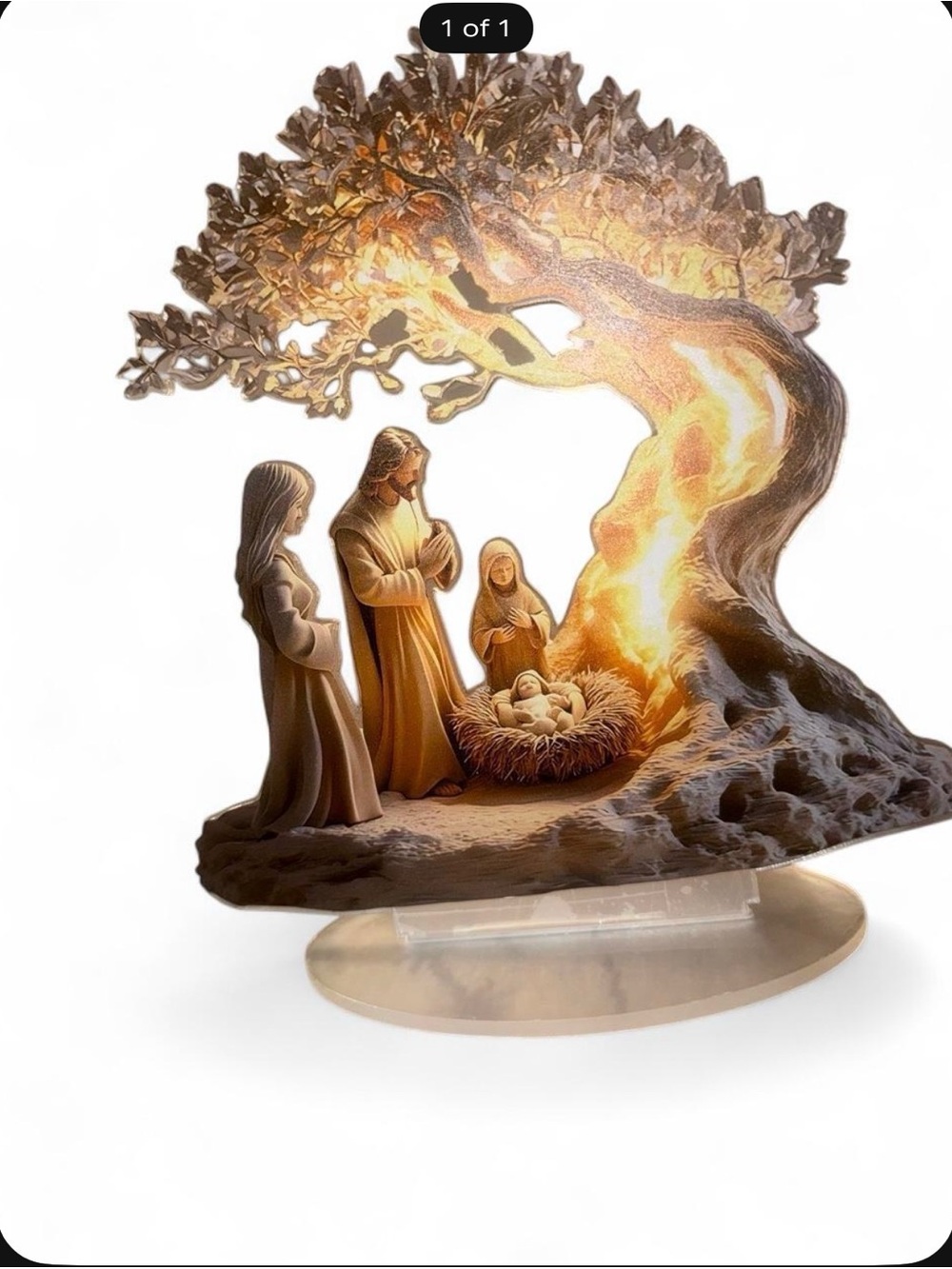 Nativity Scene Accent Decor - Beige and Gold Holiday Figurine